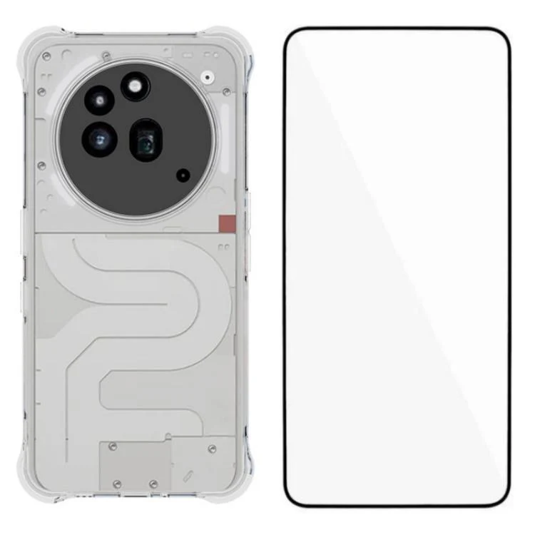 For Nothing Phone 3a Pro WANLONFENG Transparent Four-Corner Shockproof TPU Phone Case with Screen Film(Transparent)
