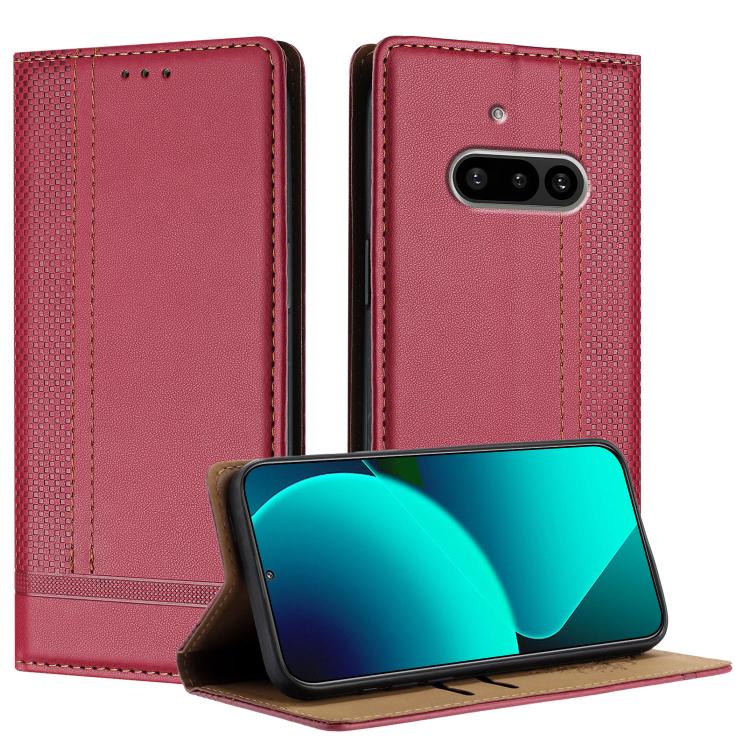 For Nothing Phone 3a Stitching Design Scratch-Resistant Vegan Leather Phone Case(Red)