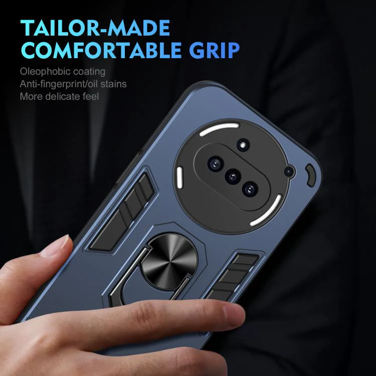 For Nothing Phone 3a WANLONFENG Armor Kickstand Shockproof Phone Case with 2pcs Screen Films(Blue) - Image 6