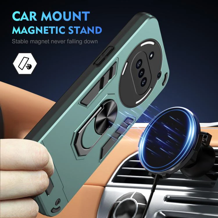 For Nothing Phone 3a WANLONFENG Armor Kickstand Shockproof Phone Case with 2pcs Screen Films(Green) - Image 3