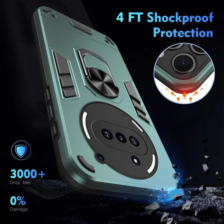 For Nothing Phone 3a WANLONFENG Armor Kickstand Shockproof Phone Case with 2pcs Screen Films(Green) - Image 5