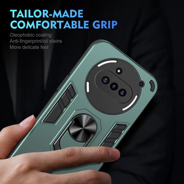 For Nothing Phone 3a WANLONFENG Armor Kickstand Shockproof Phone Case with 2pcs Screen Films(Green) - Image 6