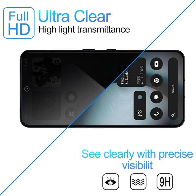 For Nothing Phone 4a 25pcs High-Aluminum Full-Coverage Anti-Fingerprint Screen-Printed Privacy Tempered Glass Film - Image 7