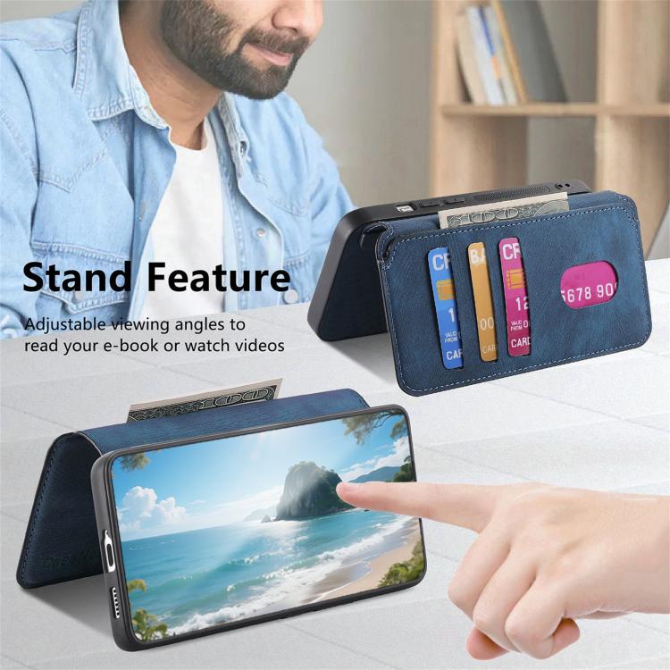 For Nothing Phone 4a CaseNeo MagSafe RFID Anti-theft Retro Leather Phone Case(Blue) - Image 5