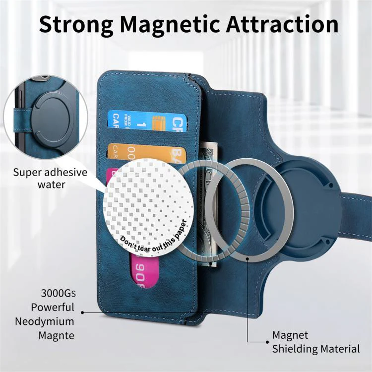 For Nothing Phone 4a CaseNeo MagSafe RFID Anti-theft Retro Leather Phone Case(Blue) - Image 6