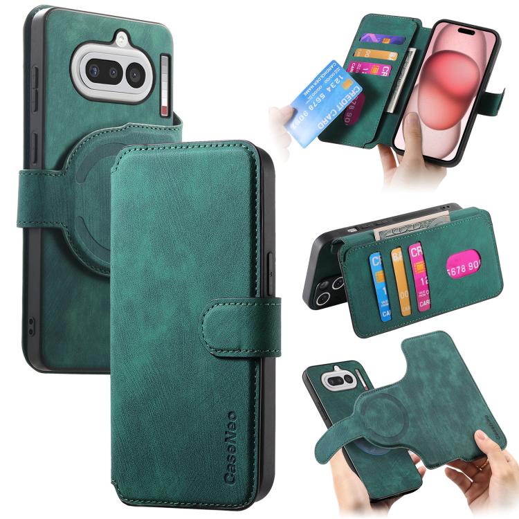 For Nothing Phone 4a CaseNeo MagSafe RFID Anti-theft Retro Leather Phone Case(Green)