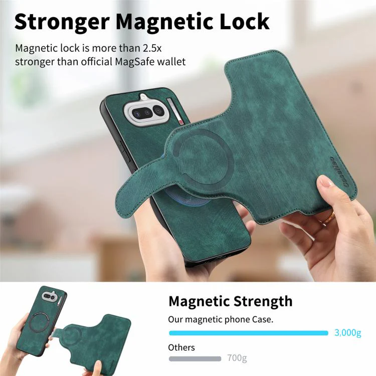 For Nothing Phone 4a CaseNeo MagSafe RFID Anti-theft Retro Leather Phone Case(Green) - Image 7