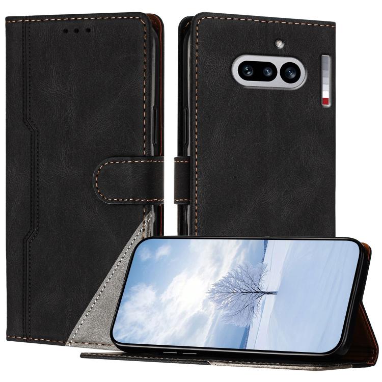 For Nothing Phone 4a Color Matching Buckle Clasp Vegan Leather Phone Case(Black)