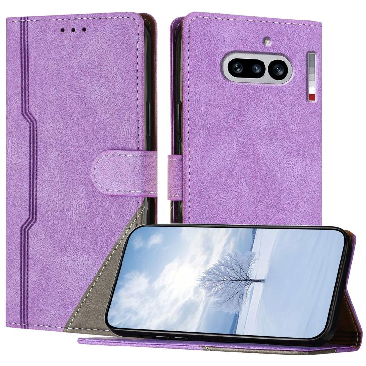 For Nothing Phone 4a Color Matching Buckle Clasp Vegan Leather Phone Case(Purple)