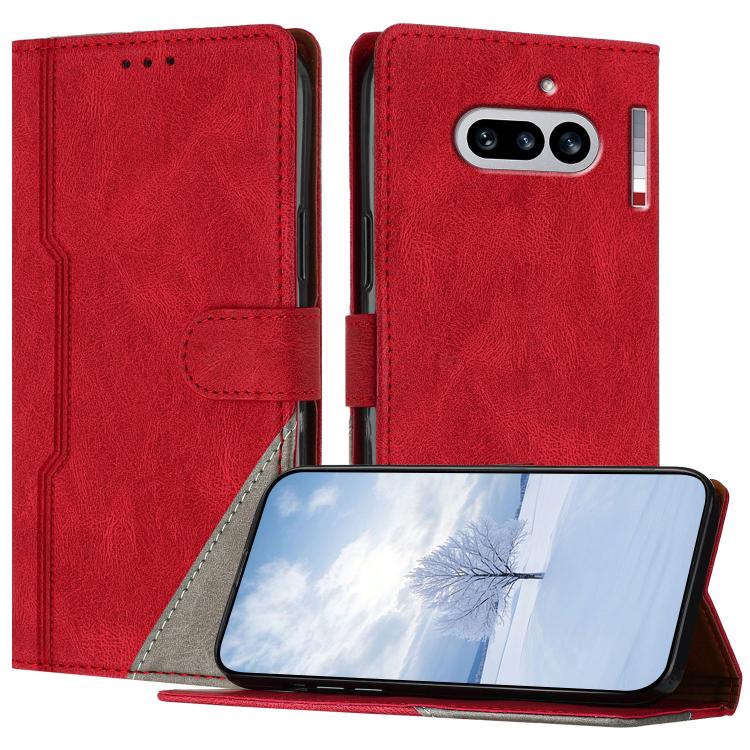 For Nothing Phone 4a Color Matching Buckle Clasp Vegan Leather Phone Case(Red)