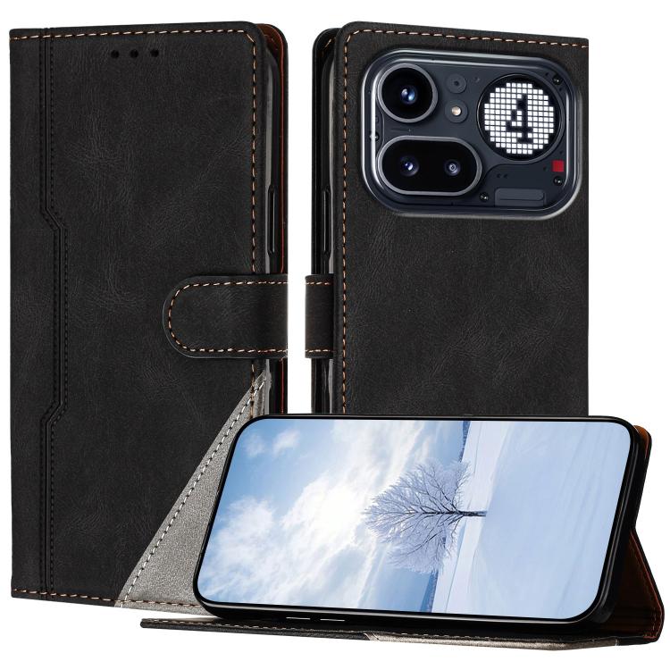 For Nothing Phone 4a Pro Color Matching Buckle Clasp Vegan Leather Phone Case(Black)