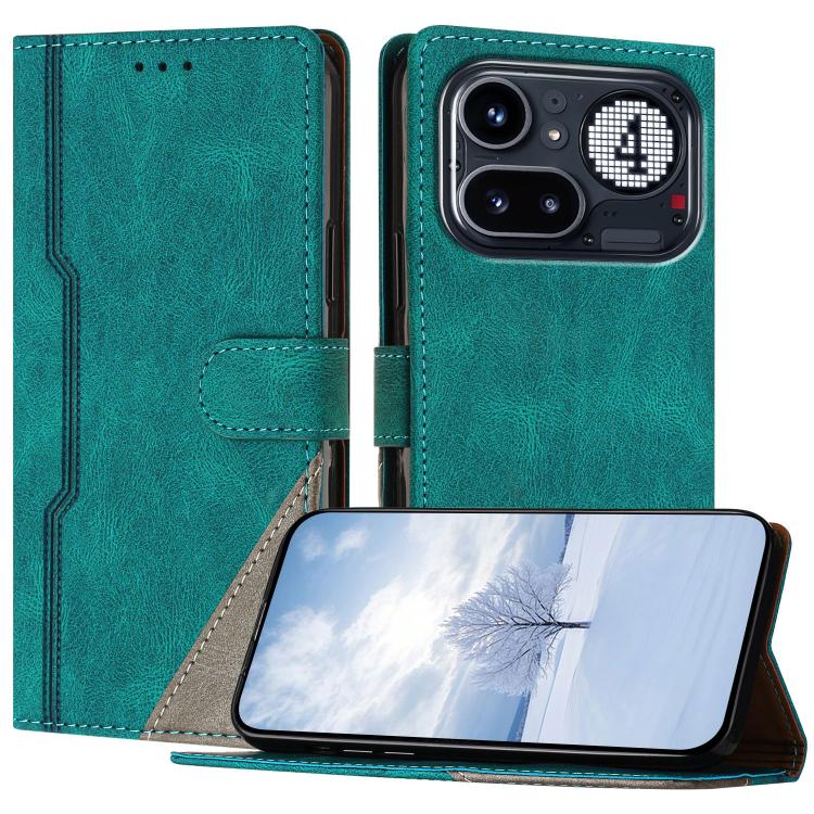 For Nothing Phone 4a Pro Color Matching Buckle Clasp Vegan Leather Phone Case(Green)