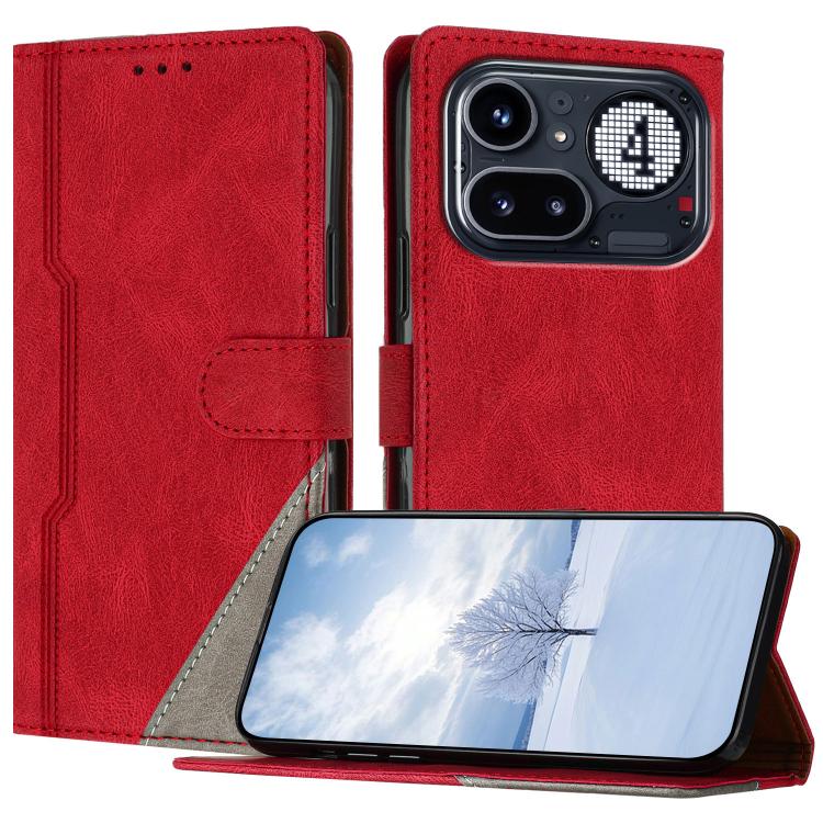 For Nothing Phone 4a Pro Color Matching Buckle Clasp Vegan Leather Phone Case(Red)