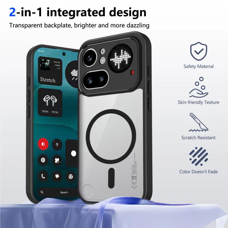 For Nothing Phone 4a Pro Matte PC Skin-feel Magnetic Shockproof Phone Case(Black) - Image 2