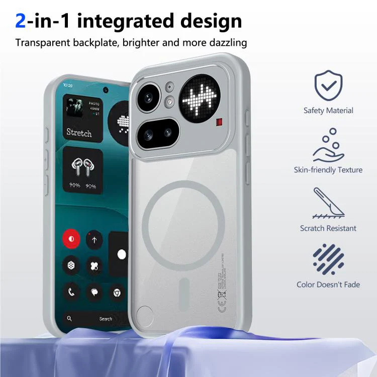 For Nothing Phone 4a Pro Matte PC Skin-feel Magnetic Shockproof Phone Case(Grey) - Image 2