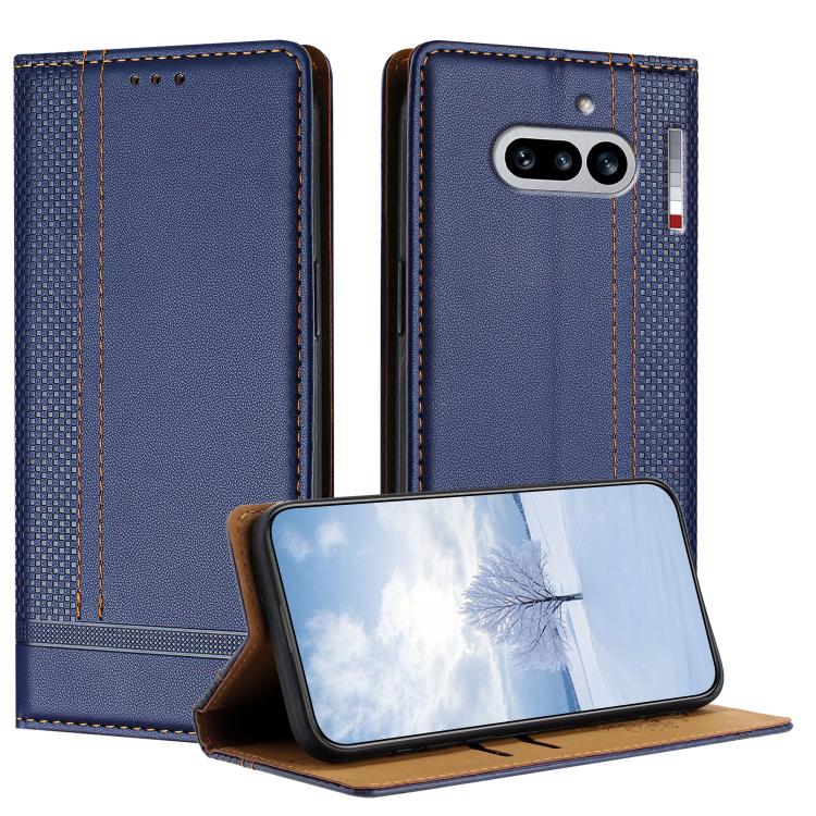 For Nothing Phone 4a Stitching Design Scratch-Resistant Vegan Leather Phone Case(Blue)