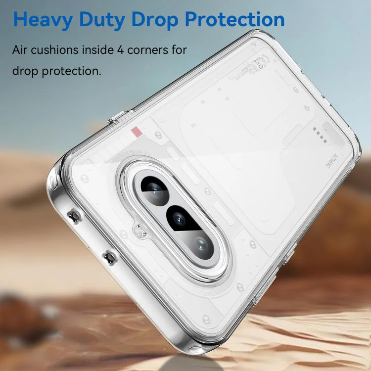 For Nothing Phone 4a WANLONFENG Electroplated Buttons TPU Acrylic Phone Case with Screen Protector(Transparent) - Image 3
