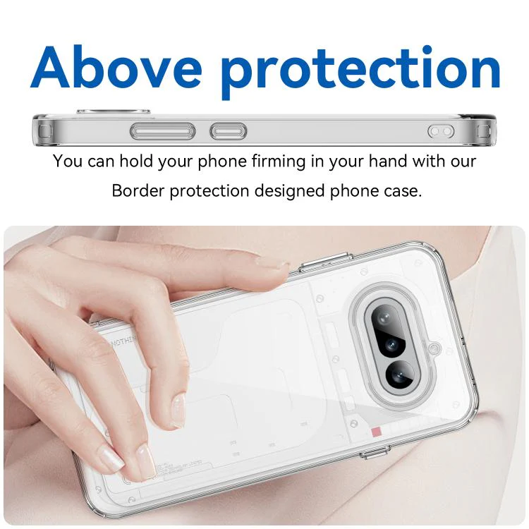 For Nothing Phone 4a WANLONFENG Electroplated Buttons TPU Acrylic Phone Case with Screen Protector(Transparent) - Image 4
