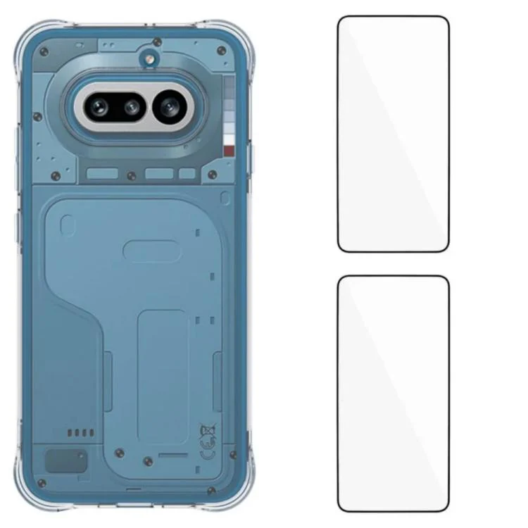 For Nothing Phone 4a WANLONFENG Transparent Four-Corner Shockproof TPU Phone Case with 2pcs Screen Films(Transparent)