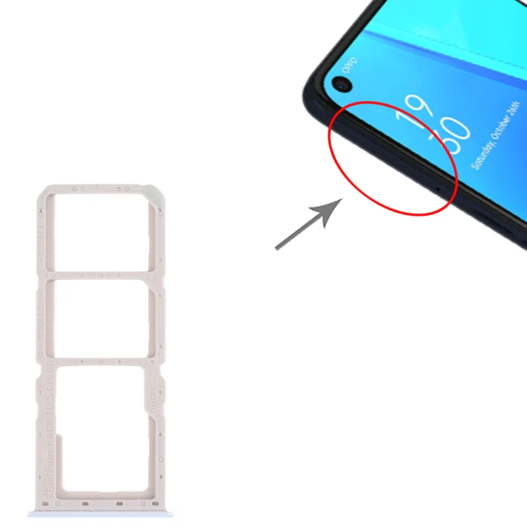 For OPPO A52 4G SIM Card Tray + SIM Card Tray + Micro SD Card Tray (White) - Image 4