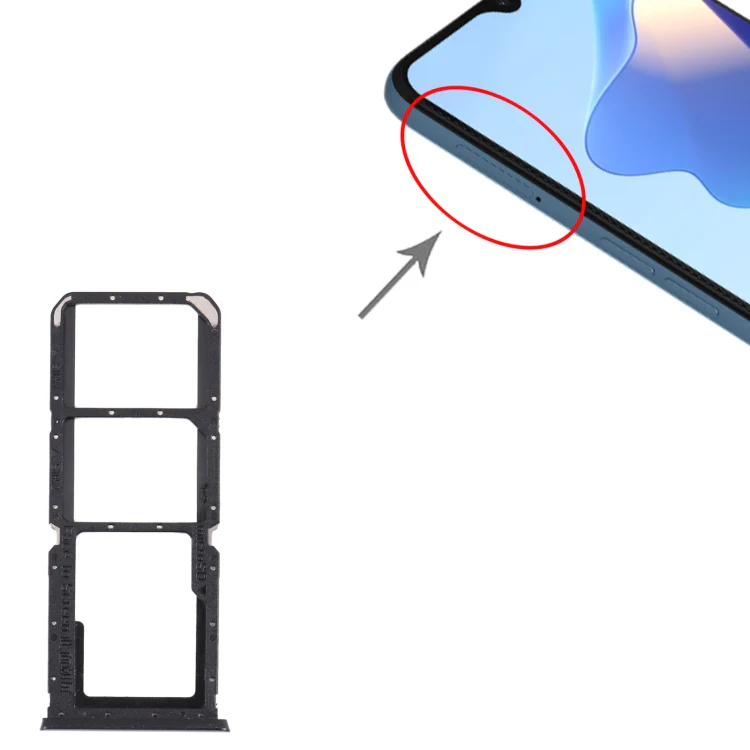 For OPPO A54S CPH2273  SIM Card Tray + SIM Card Tray + Micro SD Card Tray (Black) - Image 4