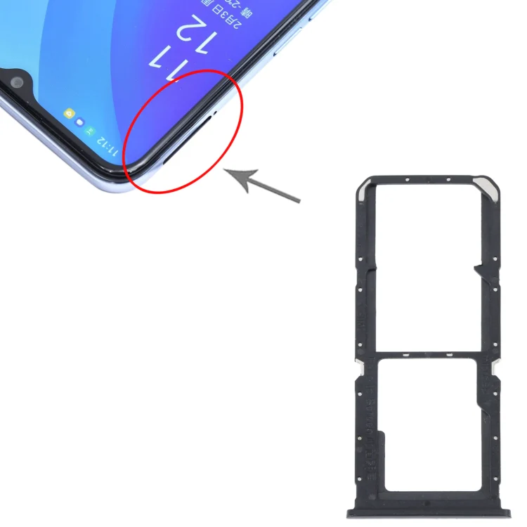 For OPPO A55 5G / A53S 5G SIM Card Tray + SIM Card Tray + Micro SD Card Tray (Black) - Image 4