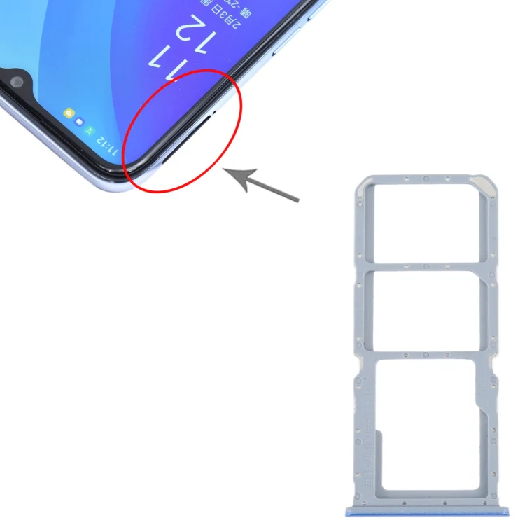 For OPPO A55 5G / A53S 5G SIM Card Tray + SIM Card Tray + Micro SD Card Tray (Blue) - Image 4
