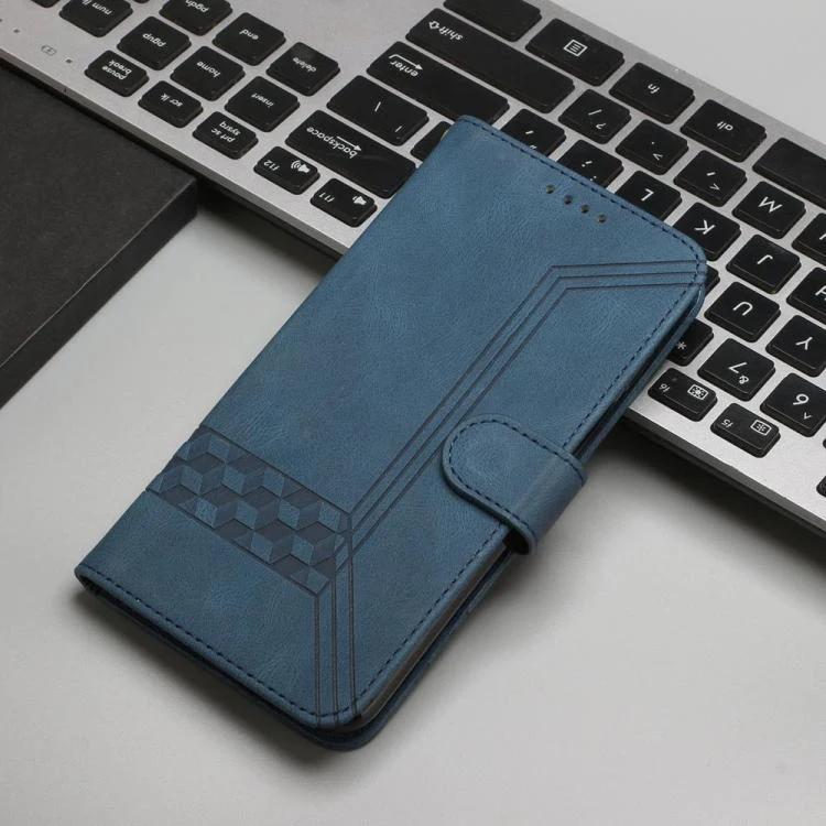 For OPPO A6x / A6c Global / A6 Pro India Cubic Skin Feel Flip Leather Phone Case(Blue) - Image 7
