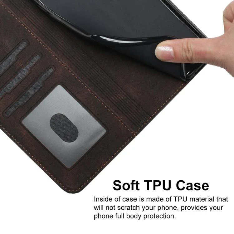 For OPPO A6x / A6c Global / A6 Pro India Cubic Skin Feel Flip Leather Phone Case(Brown) - Image 5
