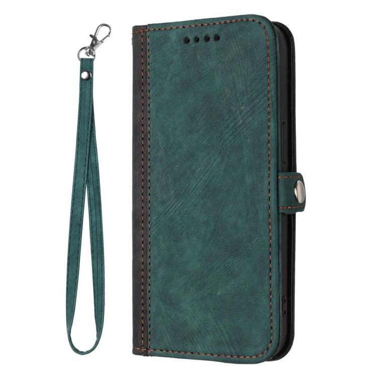 For OPPO A6x / A6c Global / A6 Pro India Side Buckle Double Fold Hand Strap Leather Phone Case(Dark Green) - Image 2