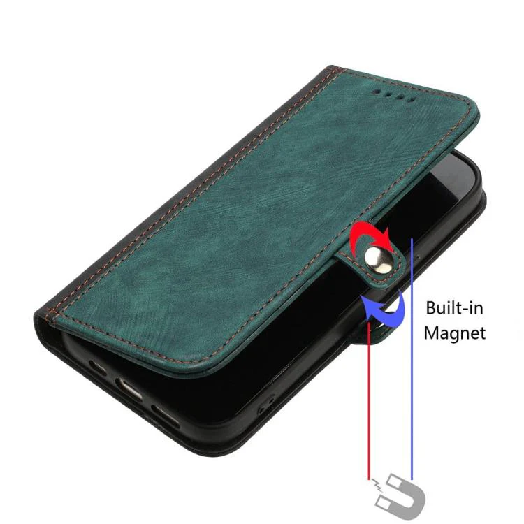 For OPPO A6x / A6c Global / A6 Pro India Side Buckle Double Fold Hand Strap Leather Phone Case(Dark Green) - Image 4