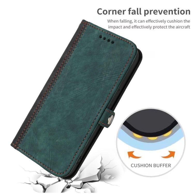 For OPPO A6x / A6c Global / A6 Pro India Side Buckle Double Fold Hand Strap Leather Phone Case(Dark Green) - Image 6