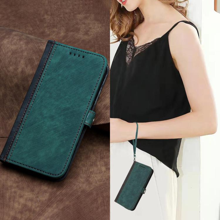 For OPPO A6x / A6c Global / A6 Pro India Side Buckle Double Fold Hand Strap Leather Phone Case(Dark Green) - Image 8