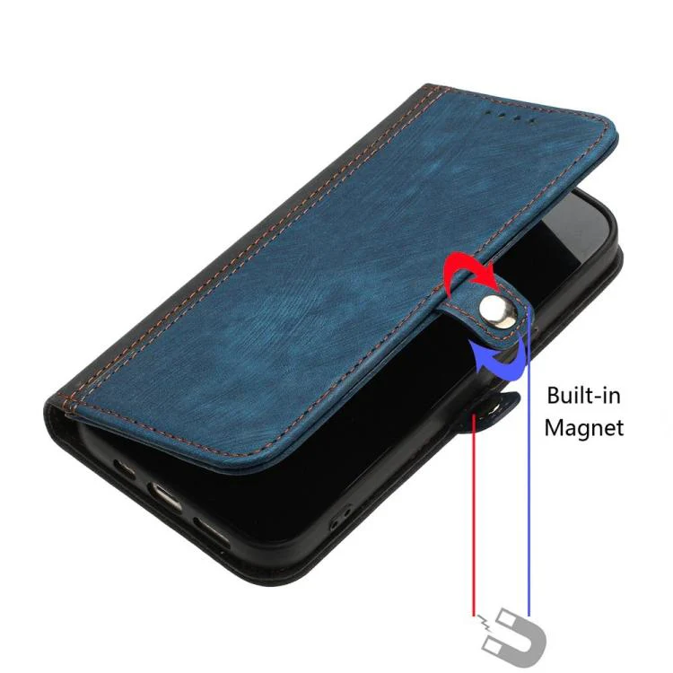 For OPPO A6x / A6c Global / A6 Pro India Side Buckle Double Fold Hand Strap Leather Phone Case(Royal) - Image 4