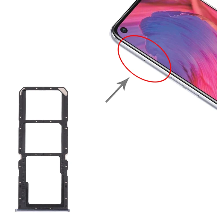 For OPPO A74 4G / F19 / F19s CPH2219  SIM Card Tray + SIM Card Tray + Micro SD Card Tray(Silver) - Image 4
