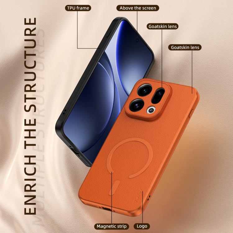 For OPPO Find X9 Goatskin Vegan Leather Magnetic Phone Case(Black) - Image 7