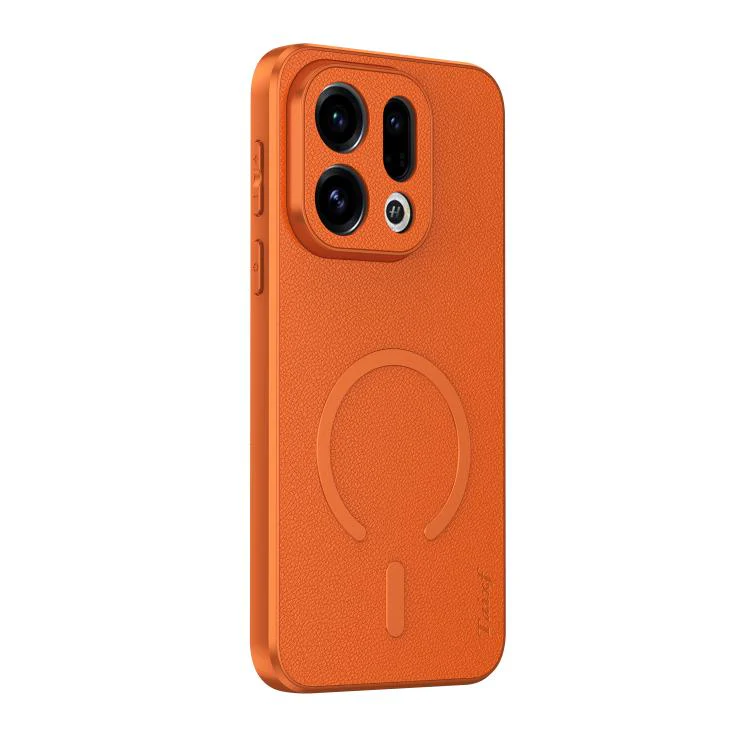 For OPPO Find X9 Goatskin Vegan Leather Magnetic Phone Case(Orange)