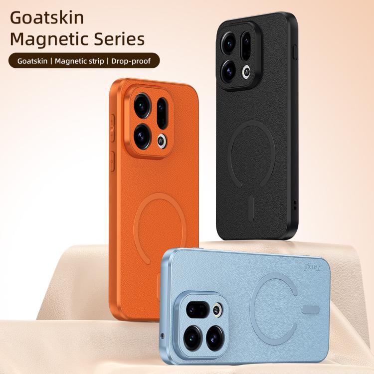 For OPPO Find X9 Goatskin Vegan Leather Magnetic Phone Case(Orange) - Image 3