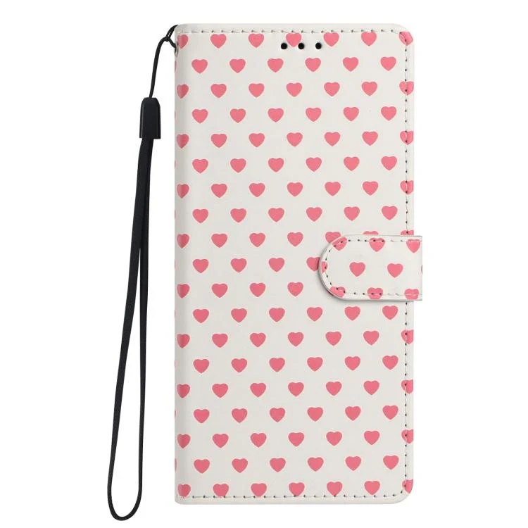 For OPPO Find X9 Hearts Pattern Buckle Vegan Leather Phone Case with Strap(Beige Hearts) - Image 2