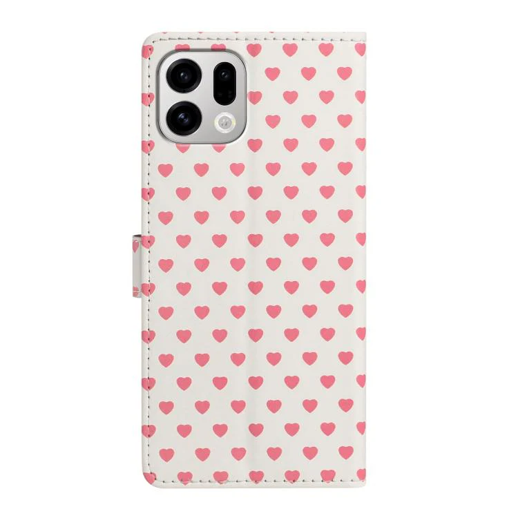 For OPPO Find X9 Hearts Pattern Buckle Vegan Leather Phone Case with Strap(Beige Hearts) - Image 3