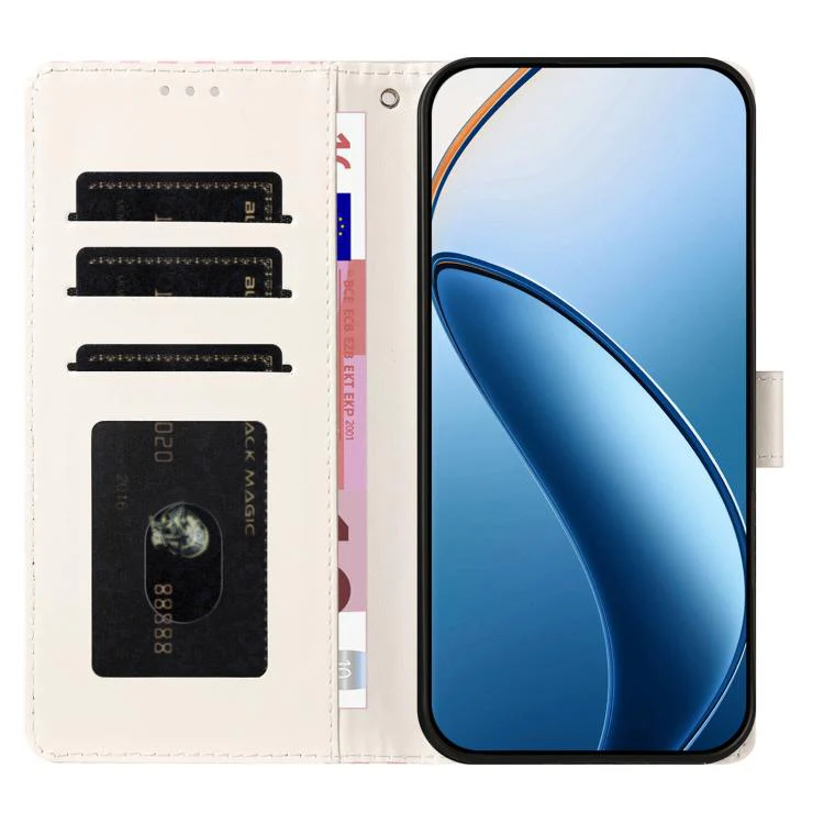 For OPPO Find X9 Hearts Pattern Buckle Vegan Leather Phone Case with Strap(Beige Hearts) - Image 4