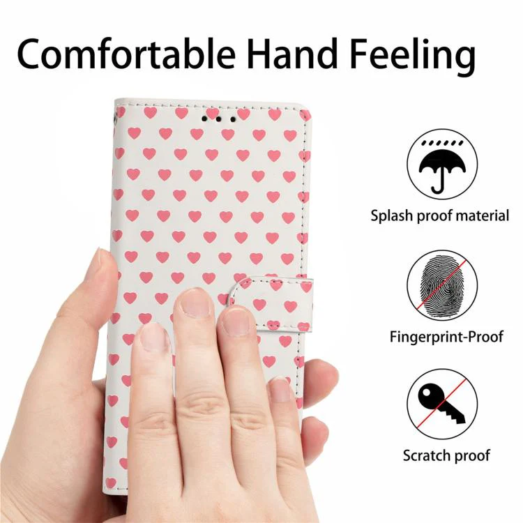 For OPPO Find X9 Hearts Pattern Buckle Vegan Leather Phone Case with Strap(Beige Hearts) - Image 7