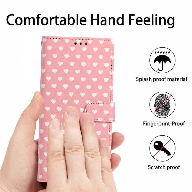 For OPPO Find X9 Hearts Pattern Buckle Vegan Leather Phone Case with Strap(Pink Hearts) - Image 7