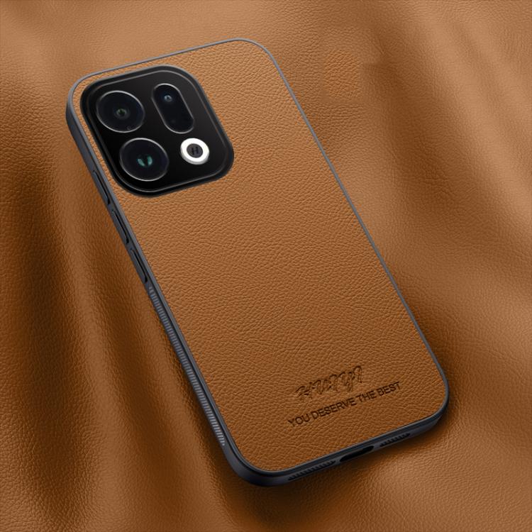 For OPPO Find X9 HUIYI Leather Magnetic Phone Case(Brown)