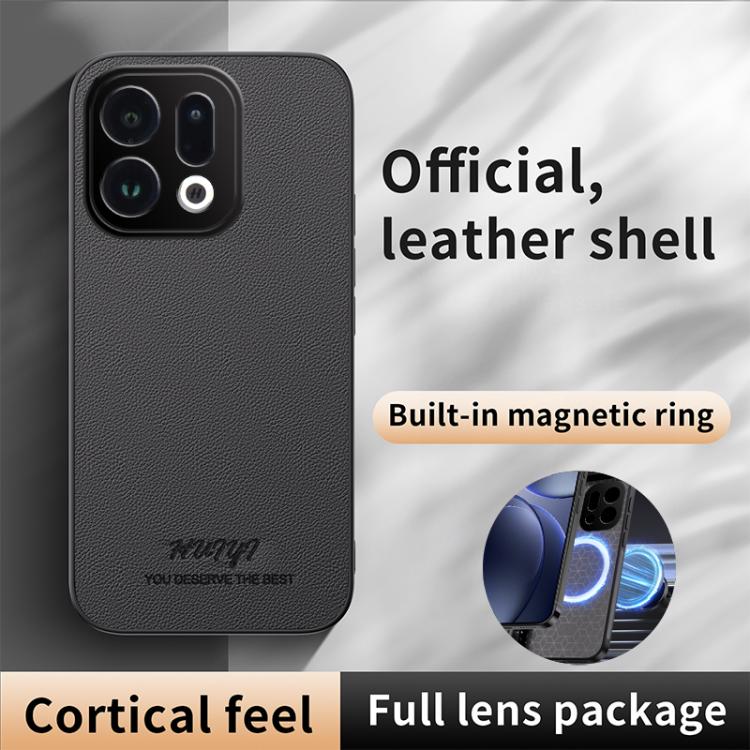 For OPPO Find X9 HUIYI Leather Magnetic Phone Case(Brown) - Image 2