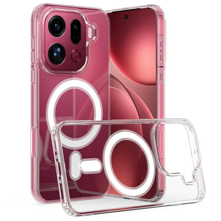 For OPPO Find X9 Pro 5G MagSafe Clear Acrylic PC Hybrid TPU Phone Case(Transparent)