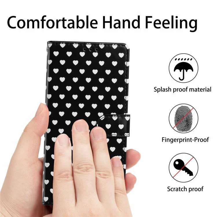 For OPPO Find X9 Pro Hearts Pattern Buckle Vegan Leather Phone Case with Strap(Black Hearts) - Image 7