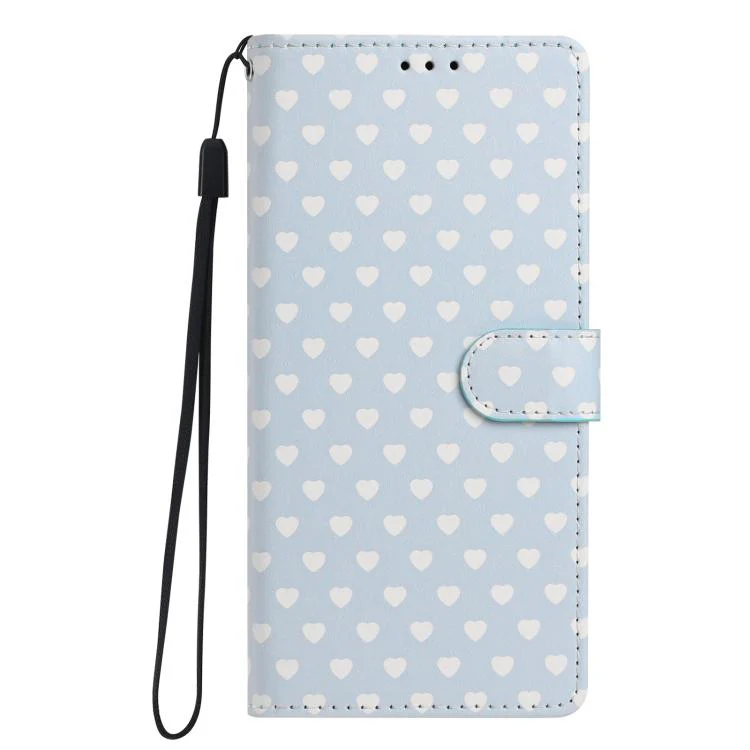 For OPPO Find X9 Pro Hearts Pattern Buckle Vegan Leather Phone Case with Strap(Blue Hearts) - Image 2
