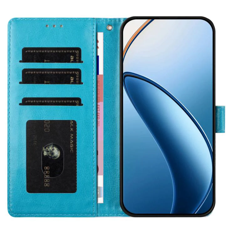 For OPPO Find X9 Pro Hearts Pattern Buckle Vegan Leather Phone Case with Strap(Blue Hearts) - Image 4