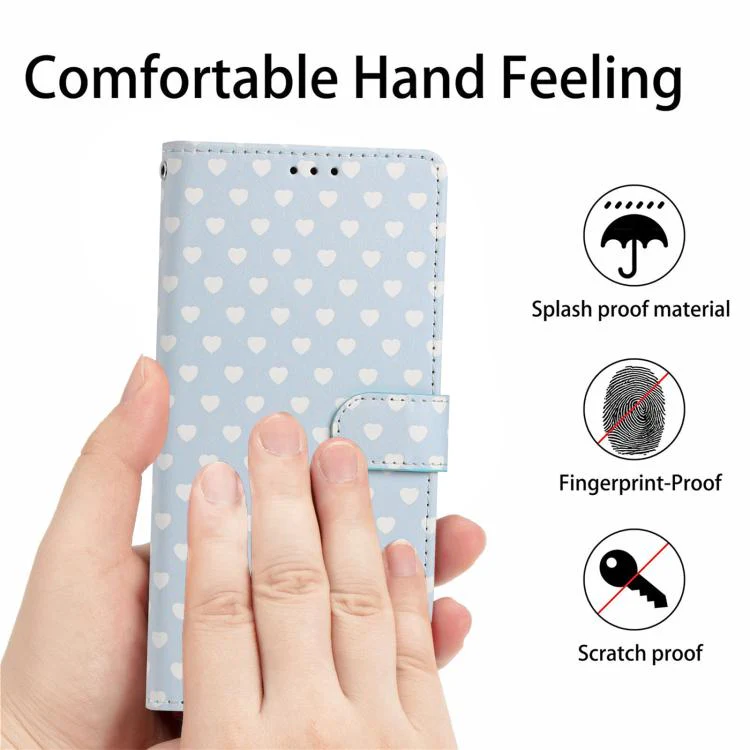 For OPPO Find X9 Pro Hearts Pattern Buckle Vegan Leather Phone Case with Strap(Blue Hearts) - Image 7